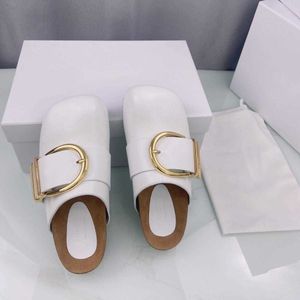 Maison margela aparts de couro margiela calçados mulas casuais sapatos de praia fábrica de fábrica de pecinha de ouro de um dos pés fechado dos dedos de luxo