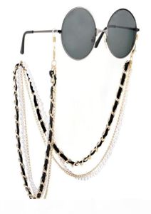 1pc Brand Designer Channel Sunny Cord White Black Leather Eyeglasses Sunglasses Mask Holder String Chain Strap Pearl Necklace812848608279