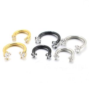 Labret Lip Piercing Jewelry Double Headed Zircon U shaped horseshoe ring piercing jewelry BCR universal eyebrow nail Clear Gem 316L Stainless Steel 230802