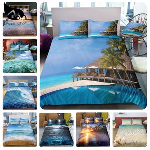 Zestawy pościeli Dream NS Modern Nature Zestaw 3D Digital Printing Beach Grove Coconut Grove Summer Sypialnia Połącz Kit poduszki 230802