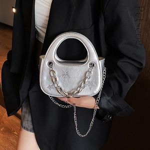 Evening Bags Y2K Star Pattern Chain Shoudler Bags For Women Korean Fashion Handbags With Short Chains Handle Luxury Party Crossbody Bag 230803