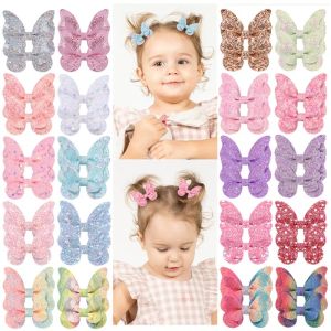 UPS Party Favor Gradient color Sparkling Bows Hairclip Girl Barrettes Hair Clips Bowknot Hairpin Boutique edge clips Kids Hairs Accessories 8.3