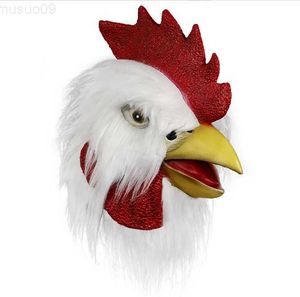 Party Masks Rooster Mask Chicken Mask Halloween Novelty Costume Party Latex Animal Head Mask Rooster Cosplay Props White L230803