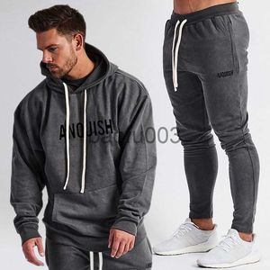 Men's Tracksuits Mens Gym Brand Sports Printed Fitness Hoodie Sets Male Casual Sportswear Suits Cotton Hooded Pullovers Bodybuilding Clothing J230803