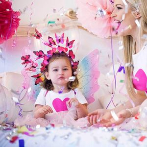 Tiara Borboleta Brilhante com Luzes LED Chá de Bebê Decorações de Aniversário Meninas Borboleta Faixas de Cabelo Casamento Damas de Honra Presentes