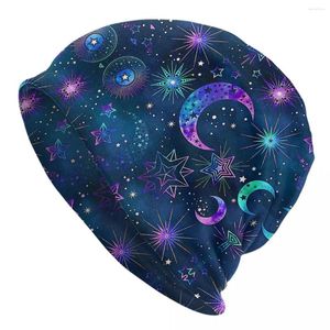 Beralar Örme Kapak Kadın Erkek Bahar Kış Elastik Galaxy Moon Starry Star Beanies Toptan