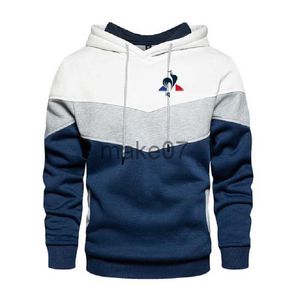 Erkek Hoodies Sweatshirts Moda Erkekler Hoodie Patchwork Hoodie Le Coq Baskı Pullover Sonbahar Gevşek Pole Erkek ve Kadın Hoodie Günlük Basit S3XL J230803