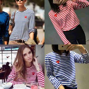 Designer T-shirt Play Embroidery Long sleeved Pullover Short sleeved commes des garcons Men and Women Couple Loose Round Neck Black and White Stripe Top pol