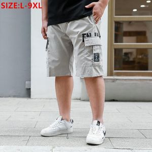 Herr shorts last män sommar tunt löst plus storlek 9xl ung mode svart 8xl hög midja fickor pojke 7xl 6xl 5xl fett halvbyxor