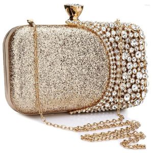 Evening Bags Wedding Diamond Woman Bag Clutch Silver Gold Crystal Handbags Sling Package Cell Phone Pocket Matching Wallet Purse