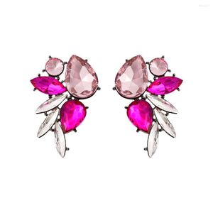 Brincos dangados Vedawas Cristal embelezados em rosa claro e fúcsia para mulheres contraste a cor de strass ritrocompressor bohemia jóias