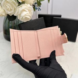 Women Coin Purse Mini Wallet Lady Clutch Grain Cowhide Genuine Leather Designer Card Holder Hasp Triangle Decoration Internal Letter Print with box 2024