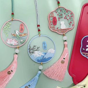 Chinese Style Products Chinese Style Double-sided Embroidery Safety Blessing Diy Beginner Embroidery Handmade Set Cute Car Ornaments Craft R230803