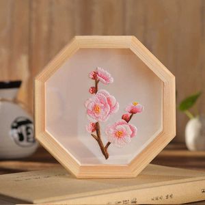 Kinesiska stilprodukter Kinesiska DIY -broderier med Frame Flower Lotus Mönster Tryckt transparent tyg Cross Stitch Needwing Sying Home Decor