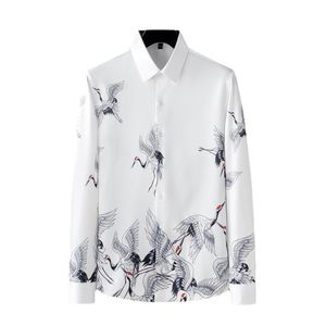 Brand Clothing Autumn Chinese Style Printed Men's Shirt Fashion Long Sleeve Casual Business Dress Shirts Banquet Social Blouse