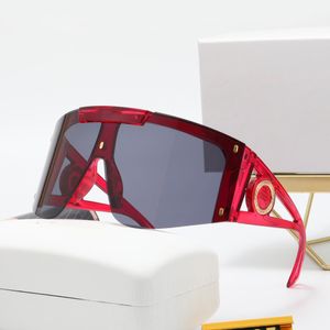 Conjunto de biquínis óculos de sol para mulheres designer branco escudo óculos de sol lentes simples estilo europeu espelho perna oco incrustado pára-brisas homem