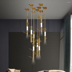 Pendant Lamps Simple Modern Living Room Dining Villa Chinese Style Bamboo Bedroom Study Chandelier For