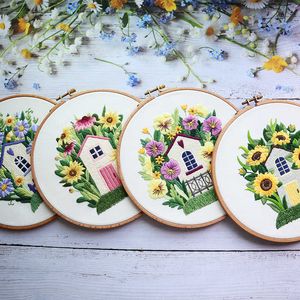 Chinese Style Products DIY Embroidery for Beginner Flower House Pattern Printed Needlework Cross Stitch Set Sewing Art Craft Painting Wholesale