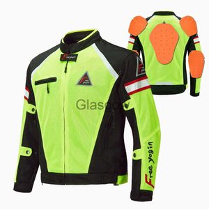 Vestuário de motocicleta jaqueta de motocicleta de verão masculina respirável chaqueta jaqueta de motocicleta jaqueta de equitação de malha com protetor removível verde x0803