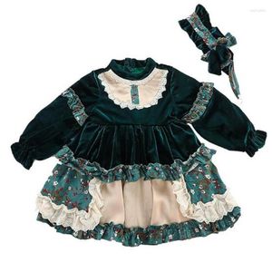 Mädchen Kleider Baby Herbst Winter Vintage Spanisch Türkei Samt Ballkleid Kleid Kinder Dicke Geburtstag Party Prinzessin