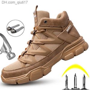 Сапоги Легкая защитная обувь рабочие ботинки спортивная обувь стальные носки неразрушимая защитная обувь мужская перфорированная рабочая обувь Z230803