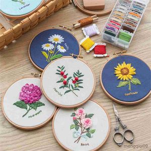 Kinesiska stilprodukter Set Flower Bouquet Series Brodery Gift Handmade Needle Thread Cross Stitch Needle Punch Arts Crafts Sying For Nybörjare R230803