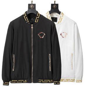 Men's Jackets Casual Stand Collar Jacket Autumn Winter Zipper One Piece Long Sleeve Outfit Solid Loose Embroidery Letter Coats