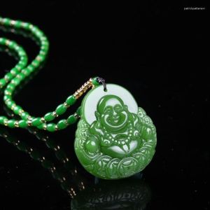 Pendant Necklaces Chinese Green Jade Money Buddha Necklace Charm Jewellery Fashion Accessories Hand-Carved Man Woman Luck Amulet
