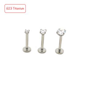 Labret Lip Piercing Jewelry G23 Crystal Stud Ring Ear Tragus Helix Internamente filettato Zircone Corpo Cartilagine 16G 8mm 230802