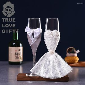 Taças de vinho casamento romântico champanhe conjunto de amor copo cruzado noiva e noivo taça de presente combinando