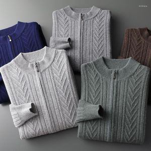 Men's Sweaters 4 Color Wool Cashmere Sweater For Casual Warm Long Sleeve Knitted Half High Collar Cardigan Pure Sweat