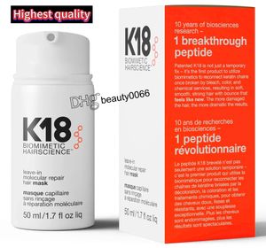 Kremy K18 Leavein K18 naprawa cząsteczkowa K18 Bleach Blackin napraw naprawa maska ​​do włosów w celu uszkodzenia od pielęgnacji włosów K18 50 ml