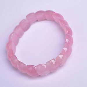 Strand Wholesale Pink Crystal Natural Hand Row Quartzite Stone Pulseiras Para Mulheres Menina Doce Simples Moda Jóias JoursNeige