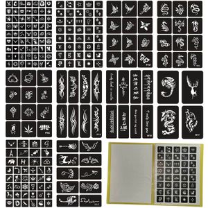 Andra permanenta sminkförsörjning Henna Tattoo Cartoon Stencil Air Brush Stencils Airbrush Sticker Kit Adhesive Body Art Herbruikbare 230802