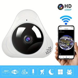 1pc Smart Camera, Telecamera Wi-Fi a 360 gradi, Sicurezza domestica Wireless Wifi Monitor per bambini e animali domestici, Telecamera IP Fisheye, Visione notturna, Telecamera di sorveglianza CCTV