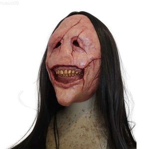 Maski imprezowe 2023 Halloween Devil Mask Horror Long Hair Demon Mask Dekoracja okropna maska ​​lateks