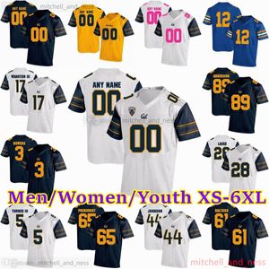 Custom California Golden Bears Jersey de futebol Daltoso Prenovost Anderson Johnson Wharton III Angelillo Turner III McIntosh