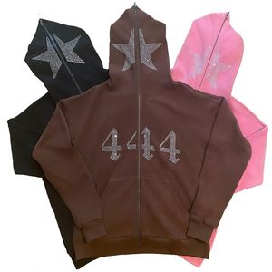 Moletons Masculinos Y2k Zip Hoodie Estrelas Imprimir roupas Masculinos Oversized Moletons Moletons Casaco Esportivo Goth Punk Manga Longa Harajuku Y2K 230802