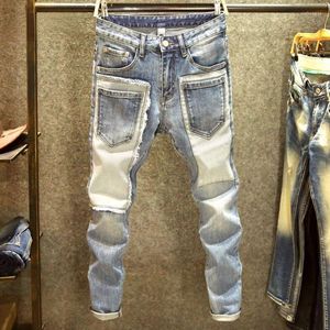 Erkekler Kot 2023 Erkekler Denim Düz Yıpranmış Delik Avrupa ve Amerika Klasik Eski Pantolon Pantalonlar Hombre Y2K Street Giyim Kargo