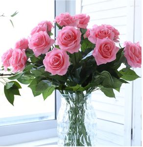 Dekorative Blumen, simulierte feuchtigkeitsspendende Rose, Heimdekoration, Hochzeits-Requisiten, gefälschte Blumen, einhändige Seide