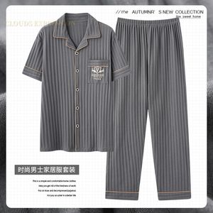 Männer Nachtwäsche L 5XL Sommer Luxus Pyjamas Gestrickte Baumwolle Pyjamas Sets Lange Hosen Nacht Pijamas Plus Größe Homewear PJ 230802