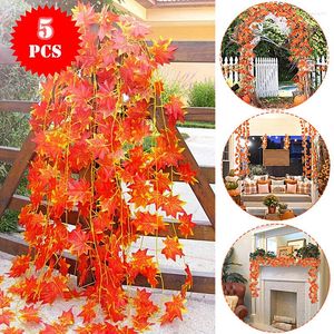 Dekorativa blommor 5st Simulation Red Rattan Autumn Thanksgiving Halloween Juldekoration Artificial Vines Home Garden DIY