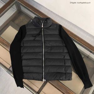 Piumini moda uomo inverno firmati lana lavorata a maglia e piumino d'anatra bianco al 90% imbottitura patchwork cerniera cardigan uomo cappotti autunnali