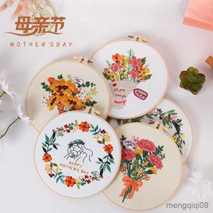 Produtos de Estilo Chinês Dia das Mães Bordado DIY para Iniciante Padrão Impresso Ponto Cruz Hoop Bordado Costura Arte Artesanal Decoração Presente R230803