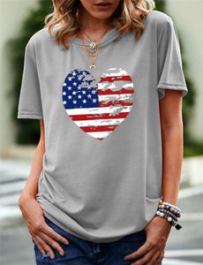 oc-vinda p0010ラージショートスリーブTシャツ夏の女性国旗パターン漫画ハートトップパーソナライズされたカスタマイズパターン