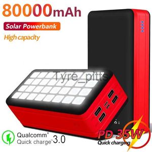 Carregadores sem fio 80000mAh Carregador de telefone solar portátil Power Bank Grande capacidade com luz LED 4 portas USB Power Bank para Xiaomi Samsung Iphone x0803