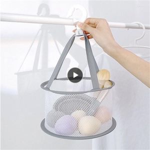 Förvaringslådor Anti Deformation Mesh Bag Torkning Net Makeup Tool Hanging Basket Rack Windproect Underwear Hanger