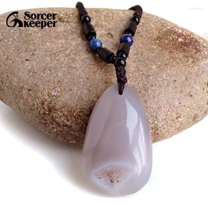Pendant Necklaces Real Natural Stone Polished Agate Geode Quartz Crystal Cluster Treasure Bowl Specimen Necklace For Jewelry Making BD964
