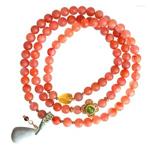 Strand Wholesale Red Red Stone Natural Stone Pulseira Crystal Round Beads With Water Drop Hand Row For Women Girl Fashion Jewelry