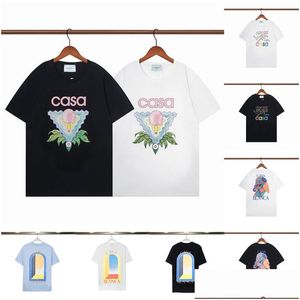 メンズTシャツメンズTシャツデザイナーカサブランカスマンSレット付きレタープリント半袖夏カサブラン男性ルースティーDHMPU